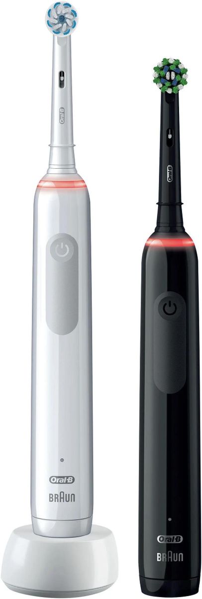 Набор электрических зубных щеток Oral-B Pro Series 3, насадки для щётки: 2 шт, цвет: белый и черный [d505.513.3x]